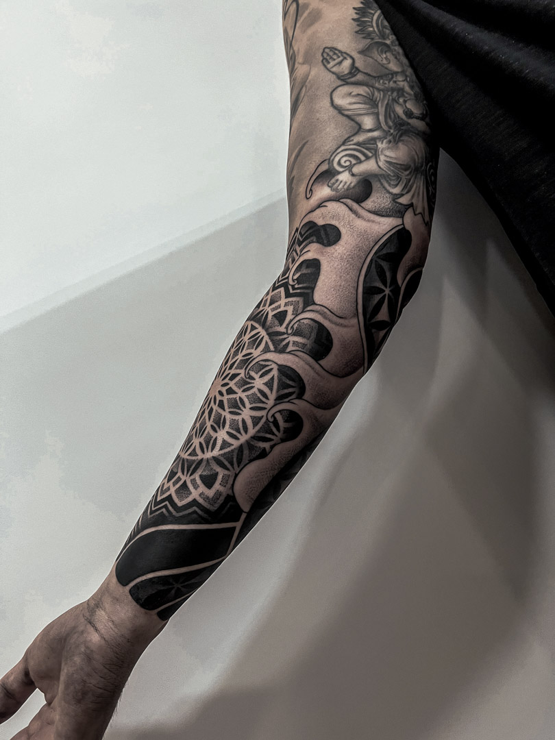 Geometric sacred geometry tattoo design by BOGA Oakland tattoo artist